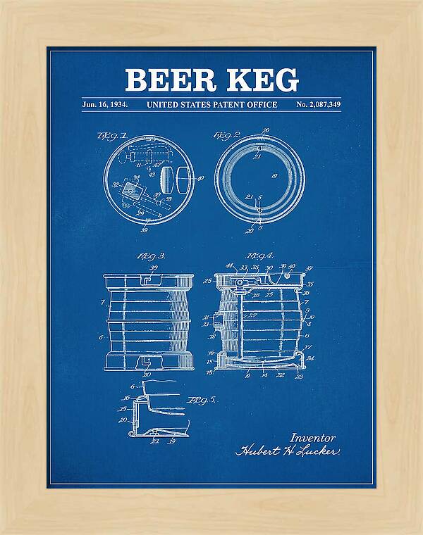 Beer Keg Blueprint Patent Us2087349a