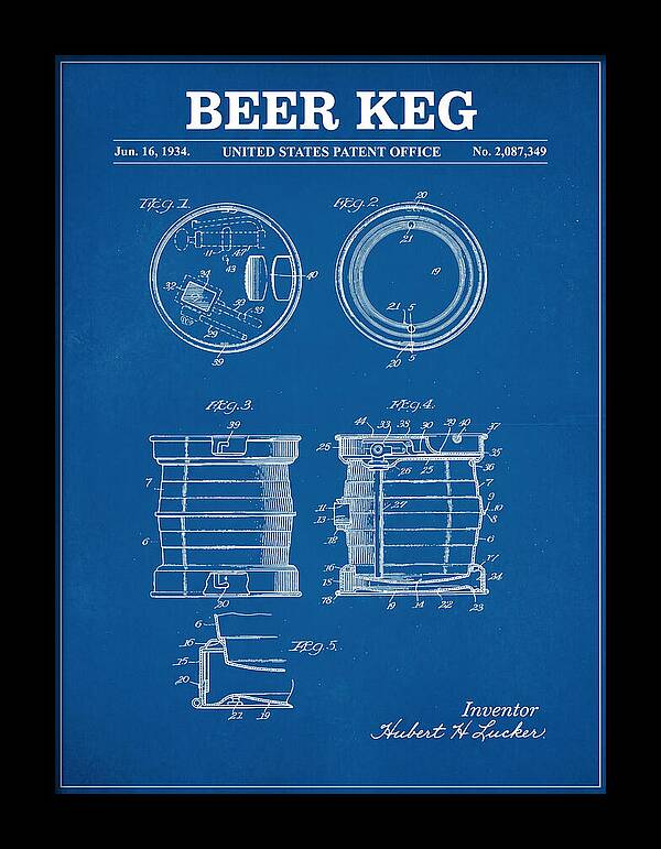 Beer Keg Blueprint Patent Us2087349a