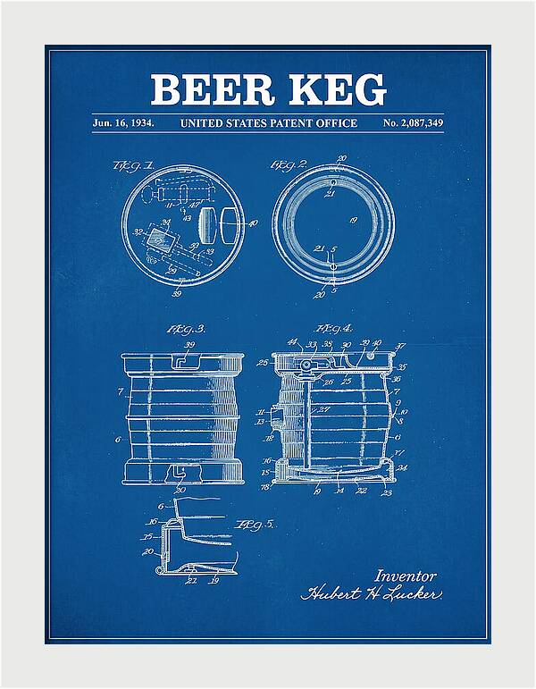 Beer Keg Blueprint Patent Us2087349a