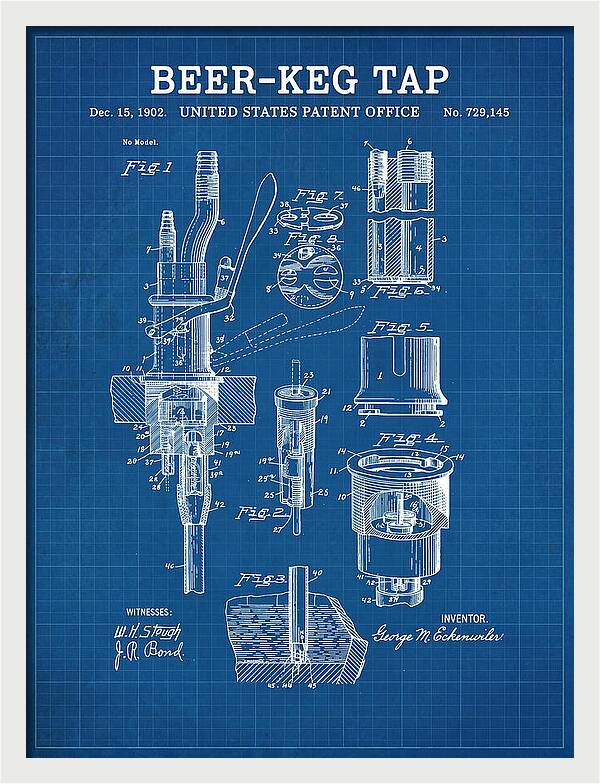 Beer Keg Tap Blueprint Patent Us729145a