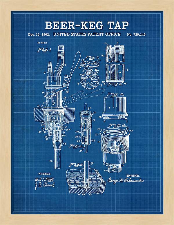 Beer Keg Tap Blueprint Patent Us729145a