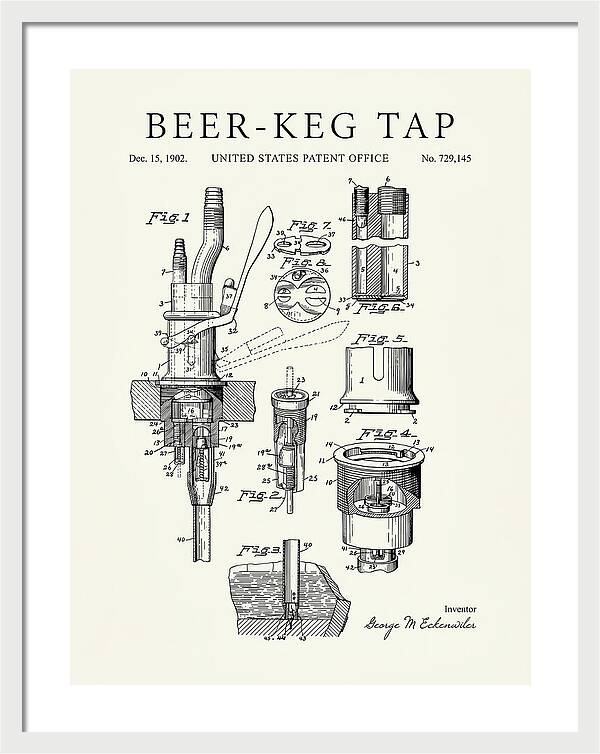 Beer Keg Tap Minimalist Patent Us729145a
