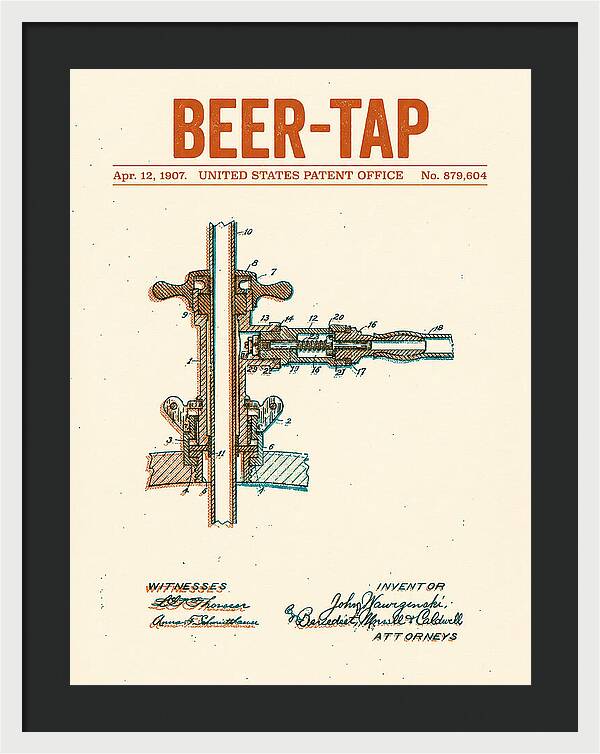 Beer Tap Retro Patent Us879604a