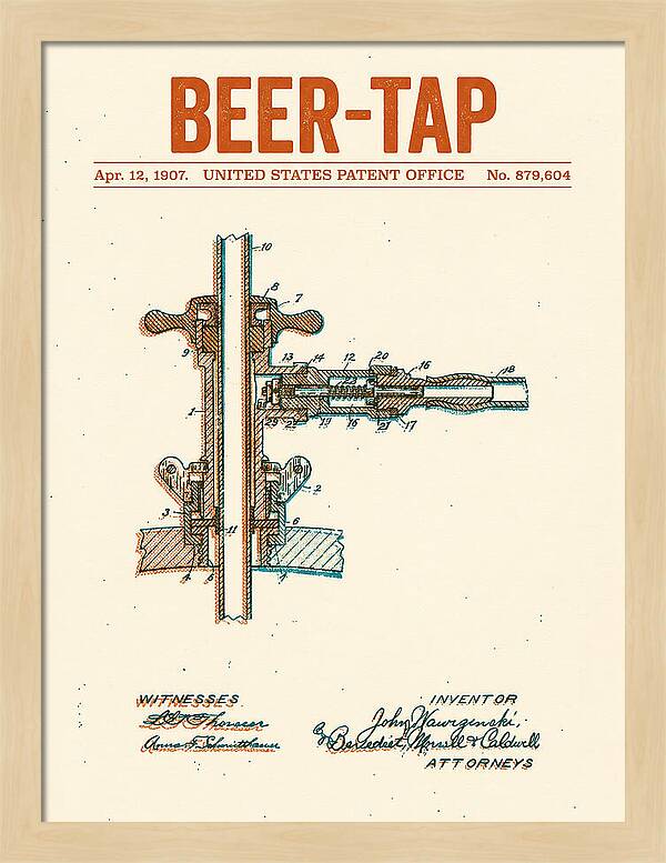 Beer Tap Retro Patent Us879604a