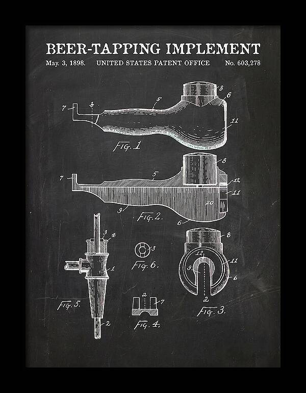 Beer Tapping Implement Chalkboard Patent Us603278a