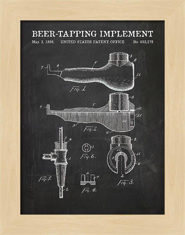 Beer Tapping Implement Chalkboard Patent Us603278a