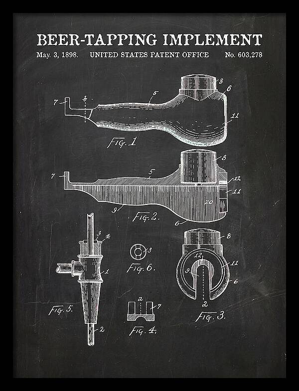 Beer Tapping Implement Chalkboard Patent Us603278a
