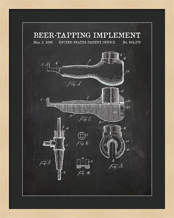 Beer Tapping Implement Chalkboard Patent Us603278a