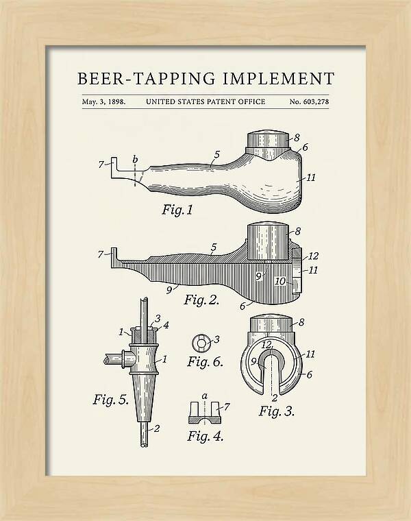 Beer Tapping Implement Minimalist Patent Us603278a