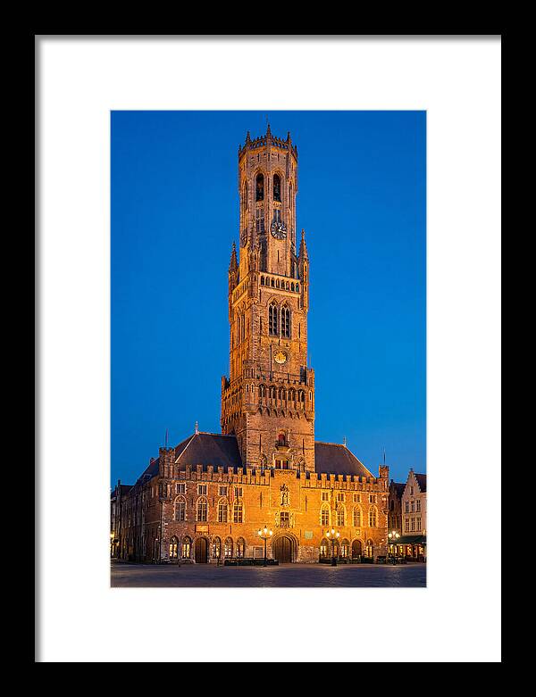Belfry Tower Illuminated At Dusk