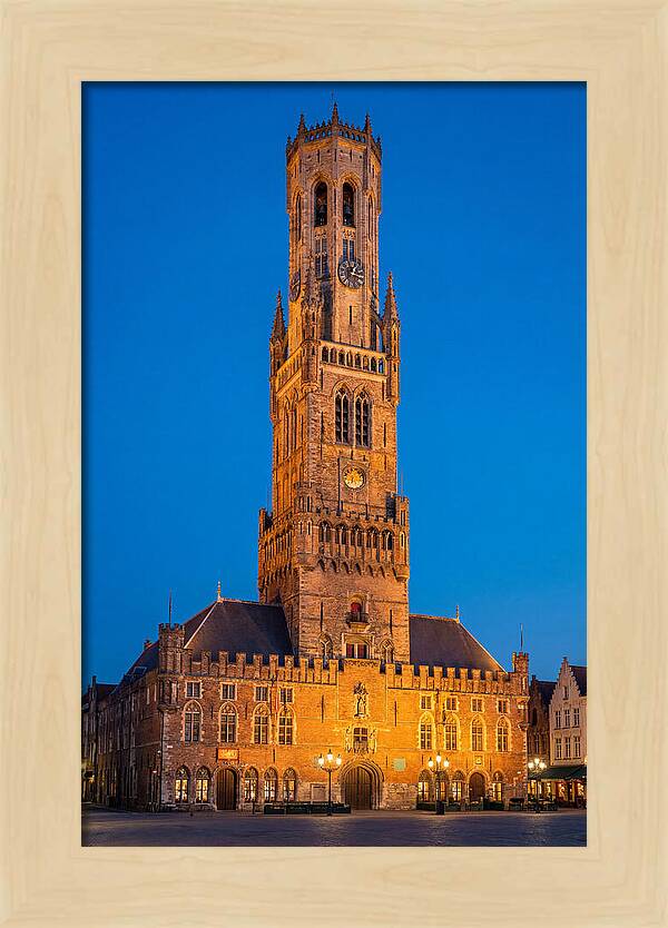 Belfry Tower Illuminated At Dusk