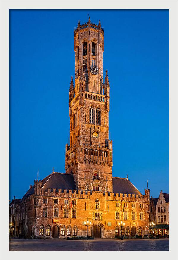 Belfry Tower Illuminated At Dusk