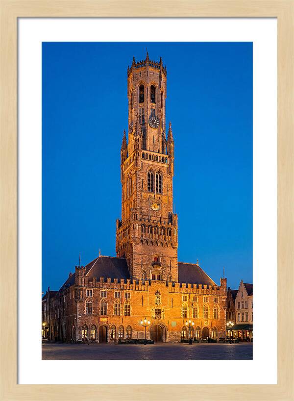 Belfry Tower Illuminated At Dusk