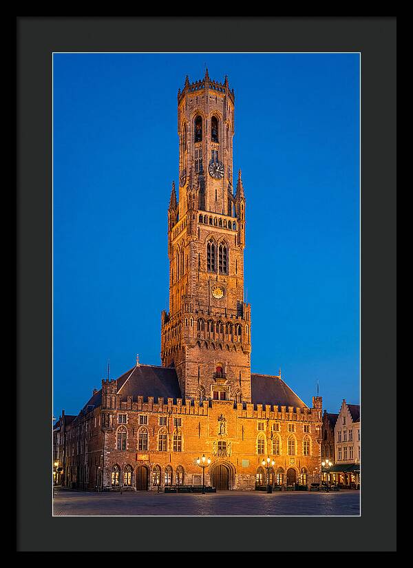 Belfry Tower Illuminated At Dusk