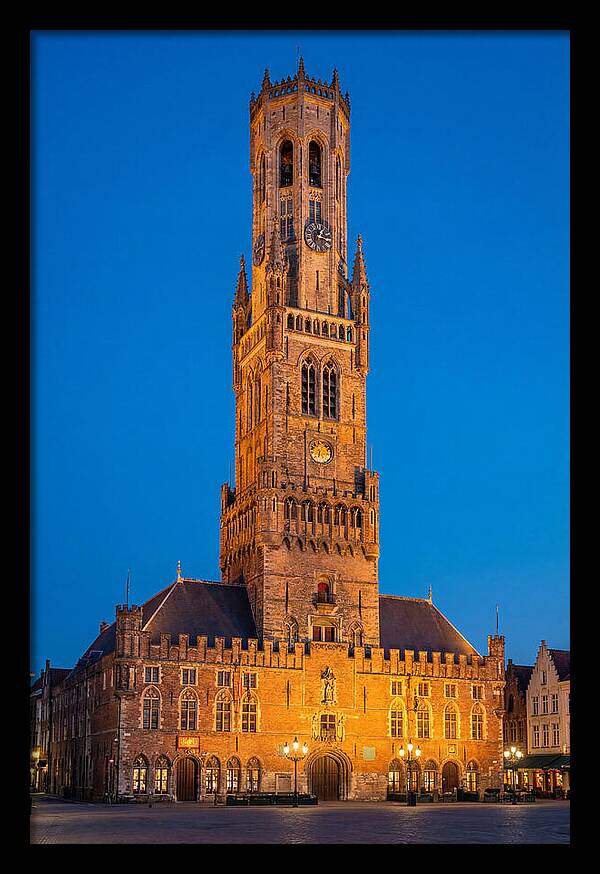Belfry Tower Illuminated At Dusk