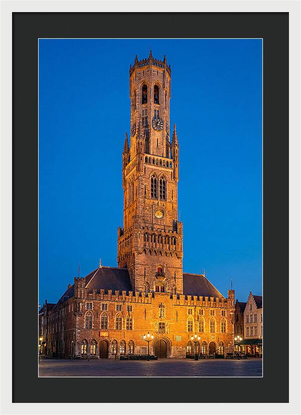 Belfry Tower Illuminated At Dusk