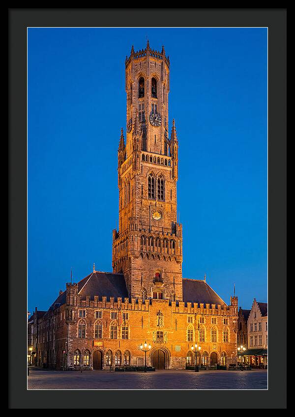 Belfry Tower Illuminated At Dusk