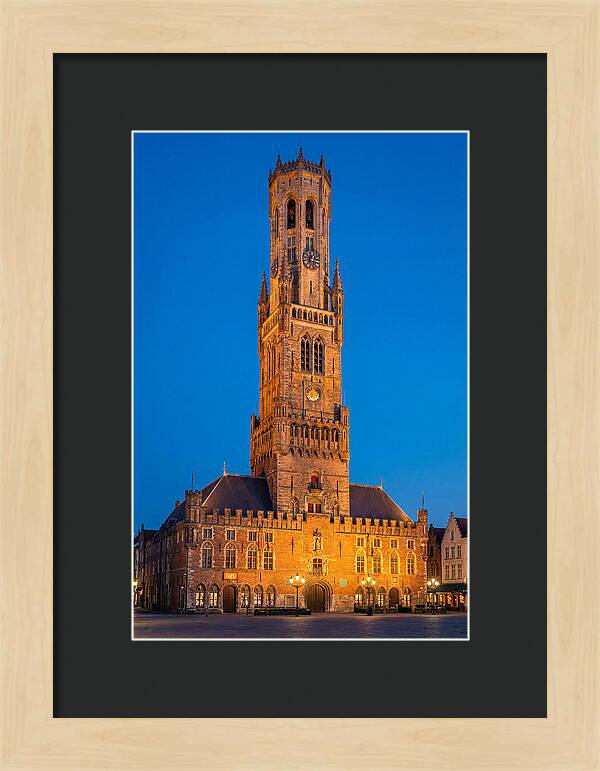 Belfry Tower Illuminated At Dusk