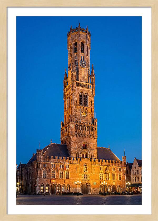 Belfry Tower Illuminated At Dusk