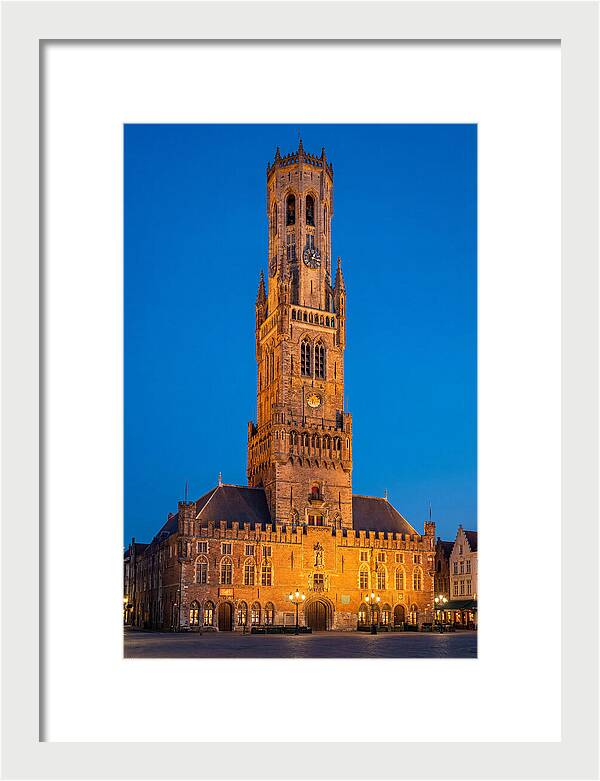 Belfry Tower Illuminated At Dusk