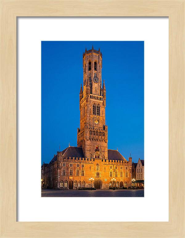Belfry Tower Illuminated At Dusk