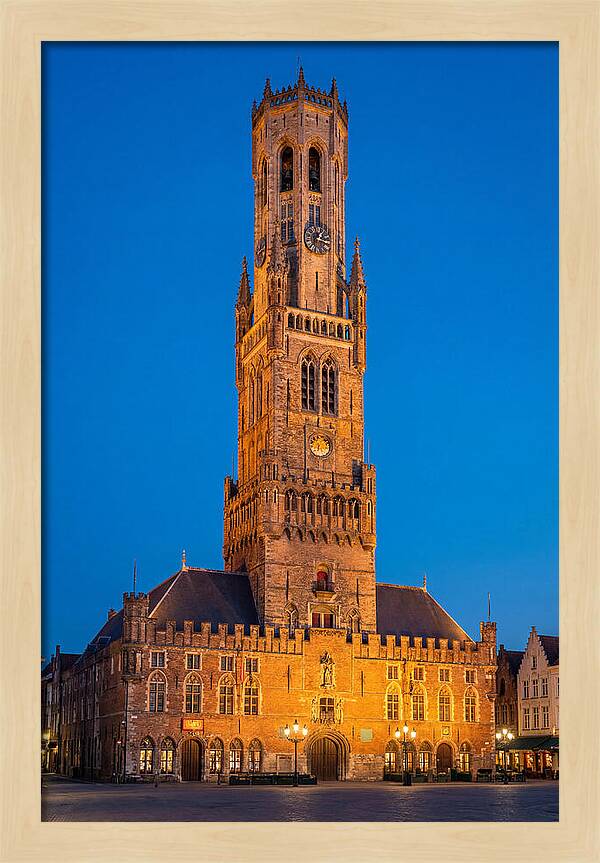 Belfry Tower Illuminated At Dusk