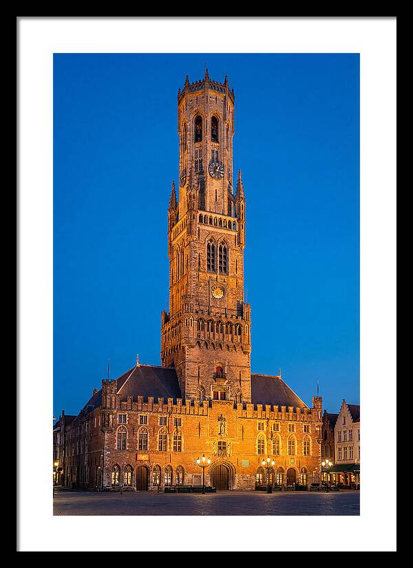 Belfry Tower Illuminated At Dusk