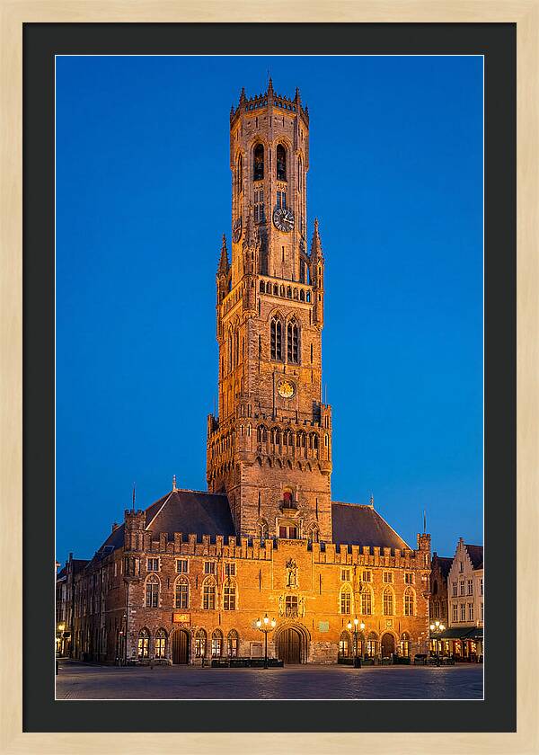 Belfry Tower Illuminated At Dusk