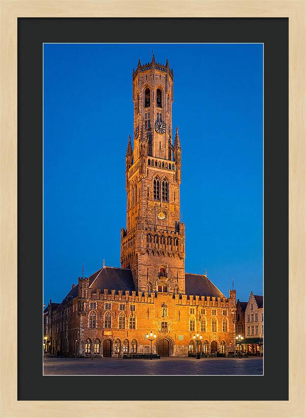 Belfry Tower Illuminated At Dusk