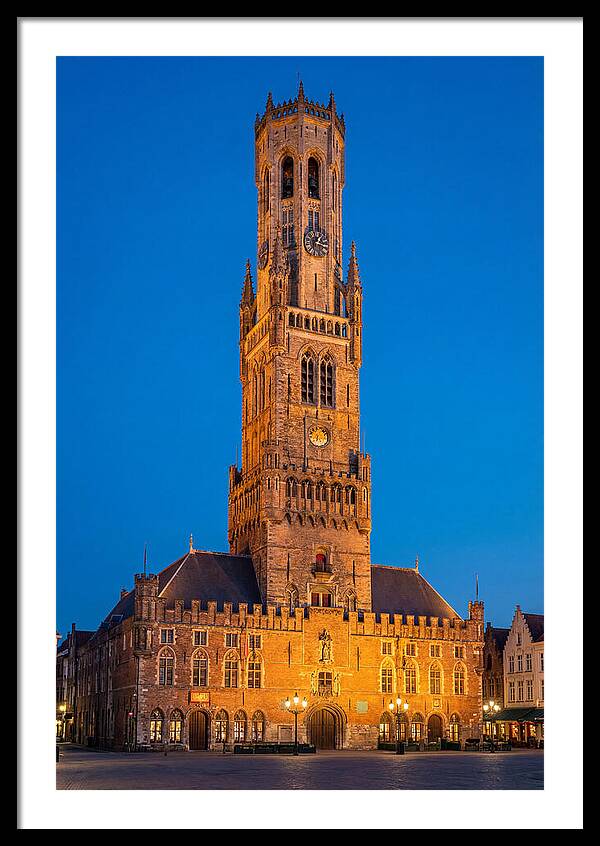 Belfry Tower Illuminated At Dusk