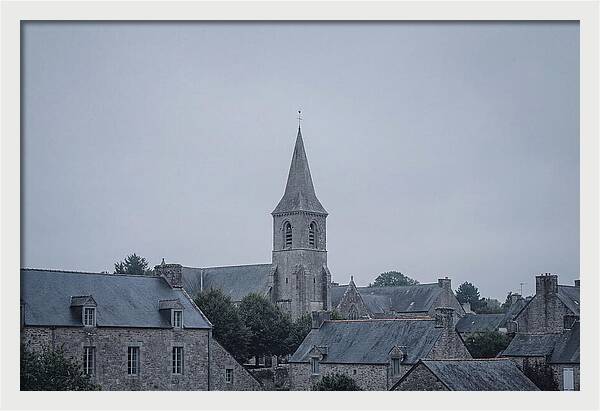 Bell Tower Rising Above Rooflines
