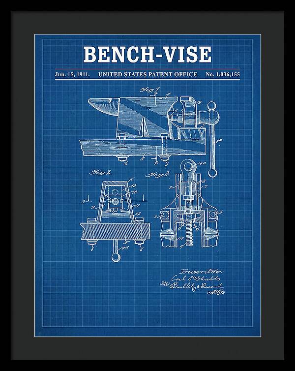 Bench Vise Blueprint Patent Us1036155a