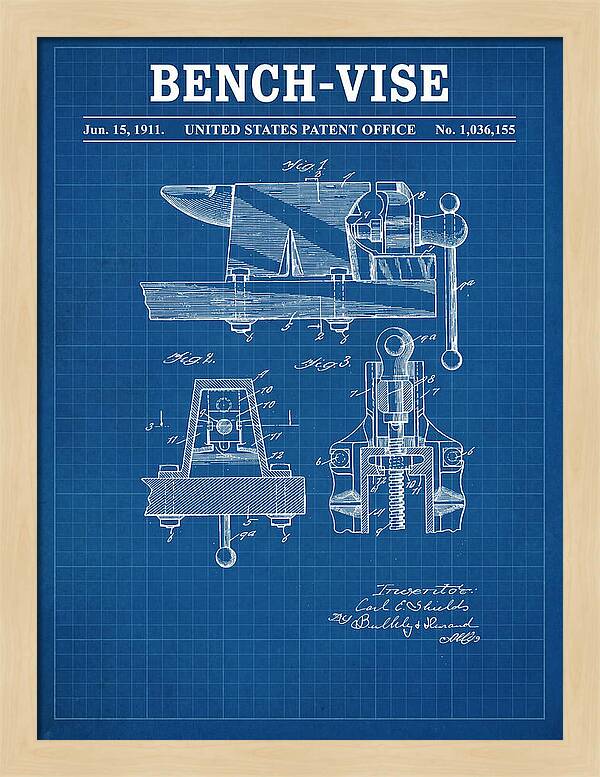 Bench Vise Blueprint Patent Us1036155a