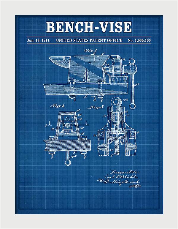 Bench Vise Blueprint Patent Us1036155a