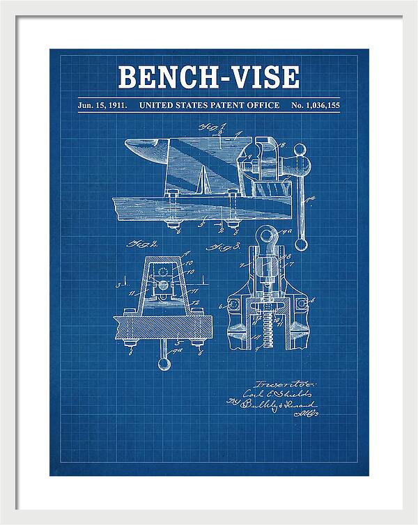 Bench Vise Blueprint Patent Us1036155a