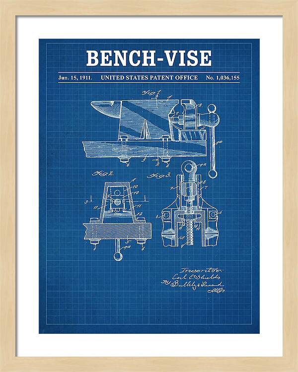Bench Vise Blueprint Patent Us1036155a