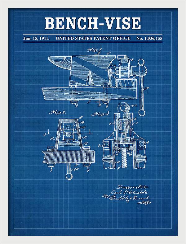 Bench Vise Blueprint Patent Us1036155a