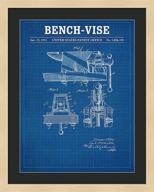 Bench Vise Blueprint Patent Us1036155a