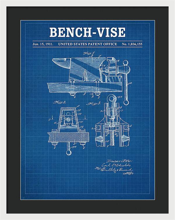 Bench Vise Blueprint Patent Us1036155a