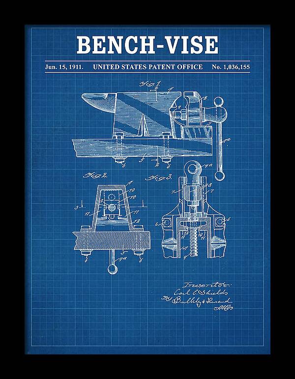 Bench Vise Blueprint Patent Us1036155a
