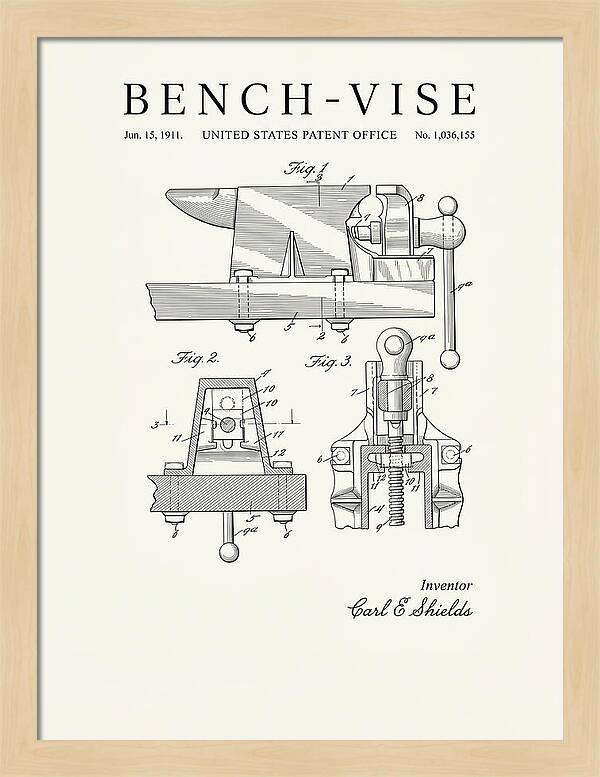 Bench Vise Minimalist Patent Us1036155a