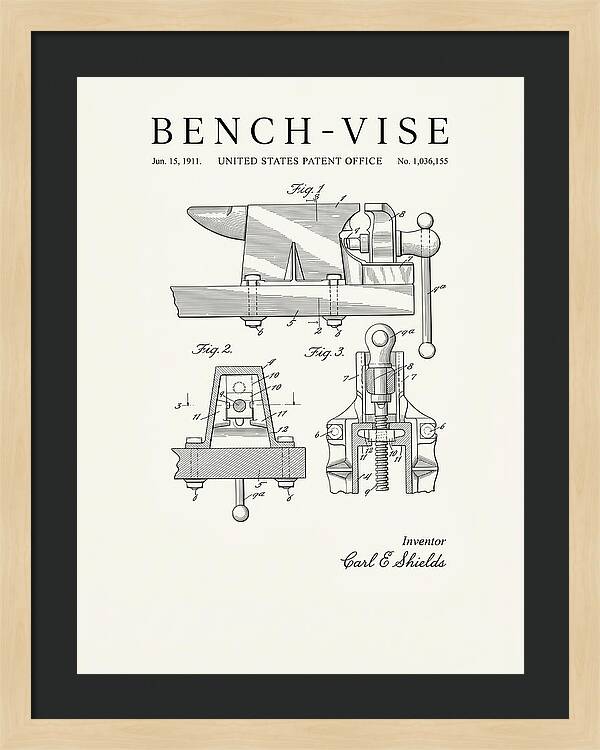 Bench Vise Minimalist Patent Us1036155a
