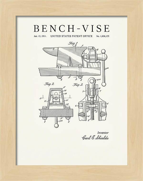 Bench Vise Minimalist Patent Us1036155a