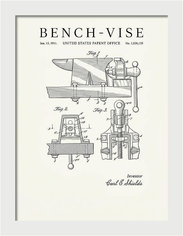 Bench Vise Minimalist Patent Us1036155a