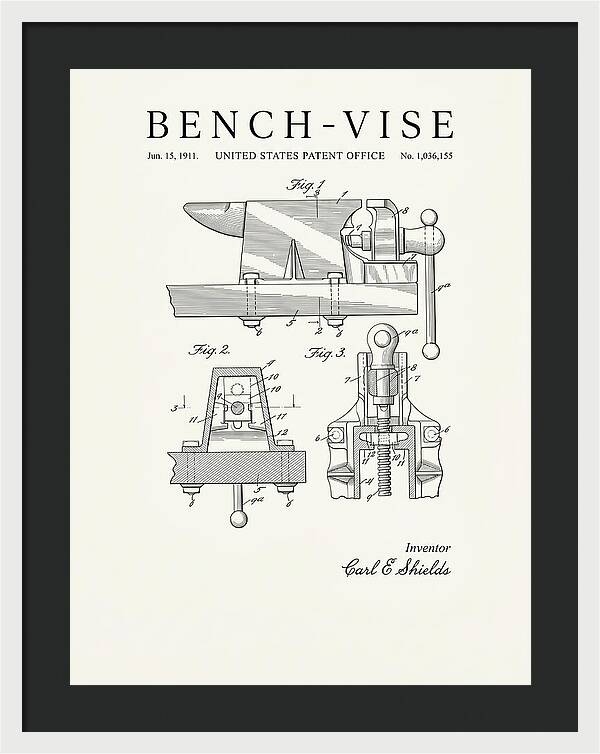 Bench Vise Minimalist Patent Us1036155a