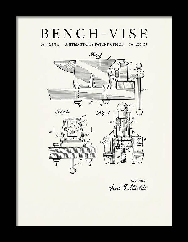 Bench Vise Minimalist Patent Us1036155a
