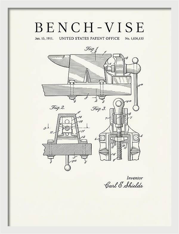 Bench Vise Minimalist Patent Us1036155a