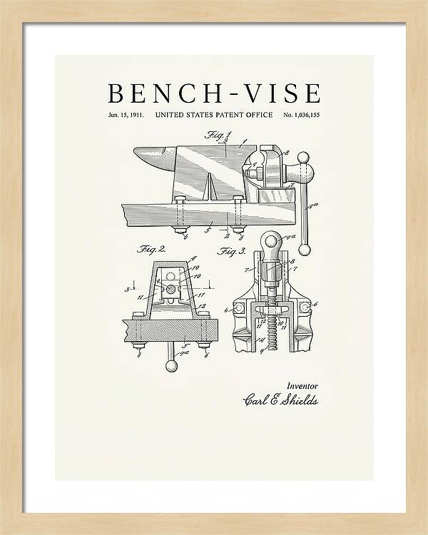 Bench Vise Minimalist Patent Us1036155a