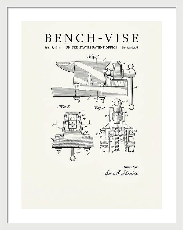 Bench Vise Minimalist Patent Us1036155a