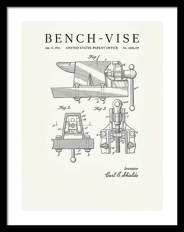 Bench Vise Minimalist Patent Us1036155a
